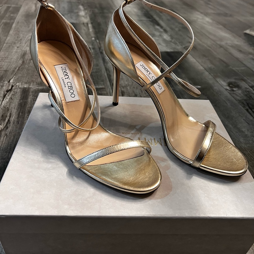 Jimmy Choo Metallic Gold Heels